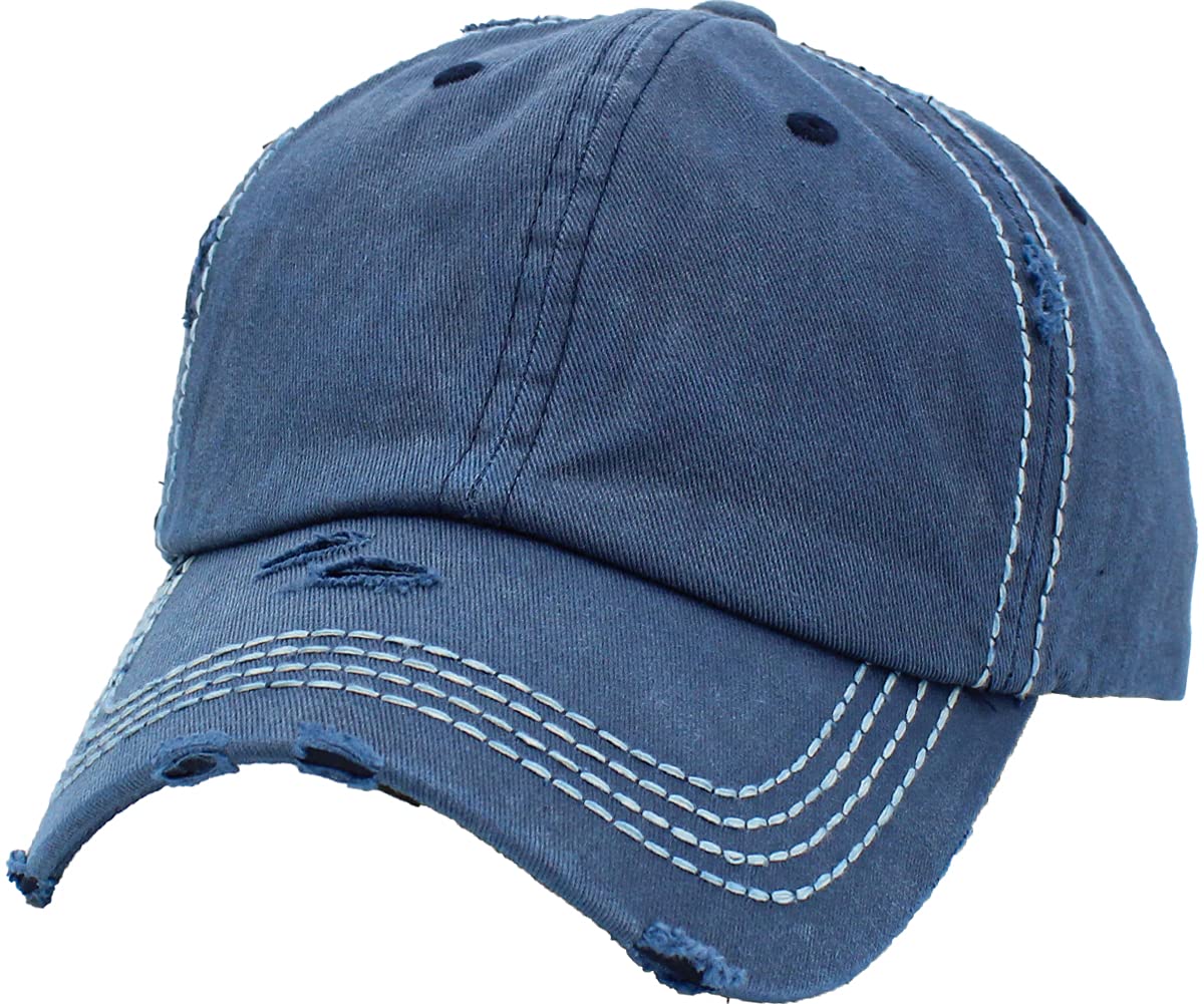 KBETHOS Vintage Washed Distressed Cotton Dad Hat Baseball Cap Adjustable Polo Trucker Unisex Style Headwear
