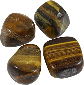 HARMONIZE Tiger Eye Tumbled Assorted Size Natural Reiki Healing Stones- 4 Pieces
