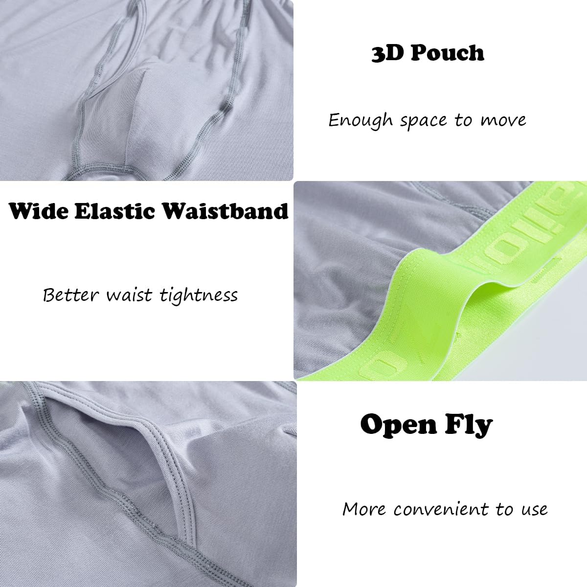 ZONBAILON Bamboo Viscose Underwear for Men Boxer Briefs Underpants Pouch Fly M L XL 2XL 3XL - Image 2