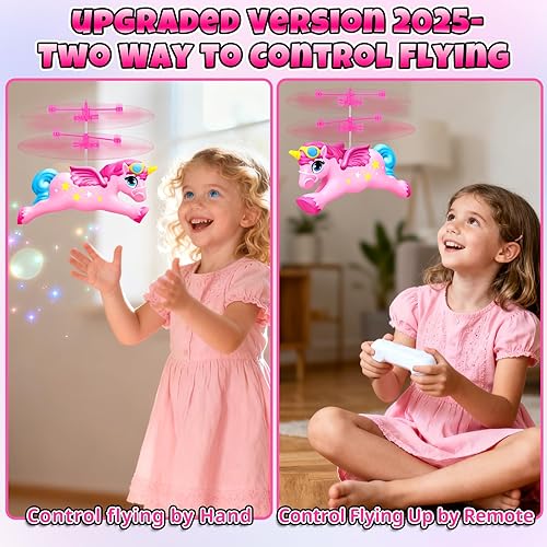 Miniatura 5 de Hymaz Juguetes de unicornio volador, helicóptero de control remoto para niños de 6 a 8 años, fácil de volar hacia adelante y girar a la