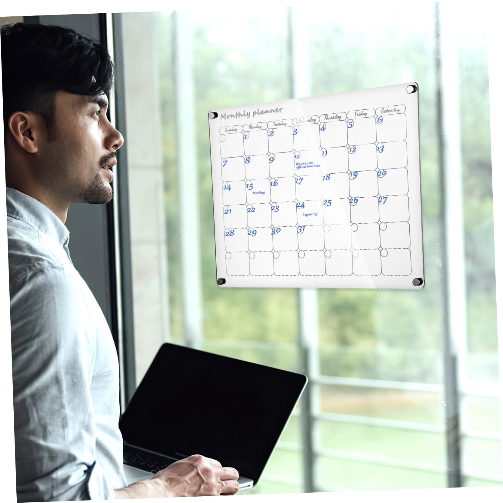 Artibetter Transparente Acryl Planungstafel 400x300mm mit Wochen und Monatsplaner Rutschfest Magnetisch Whiteboard zur Termin und Listenplanung für Küche Büro Familie