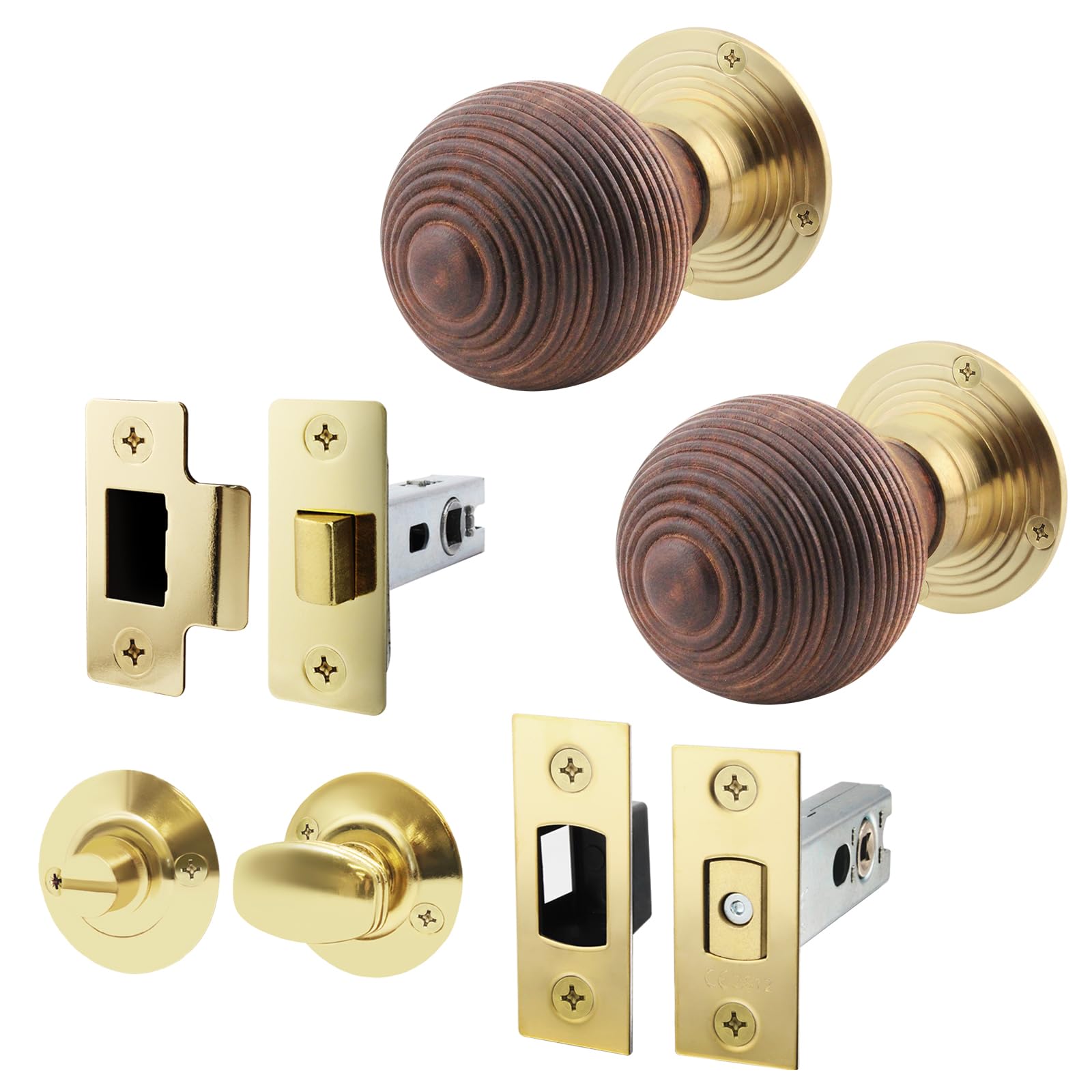 EAI Rosewood Door Knobs with Latch and Deadbolt, 1 Pack - Beehive