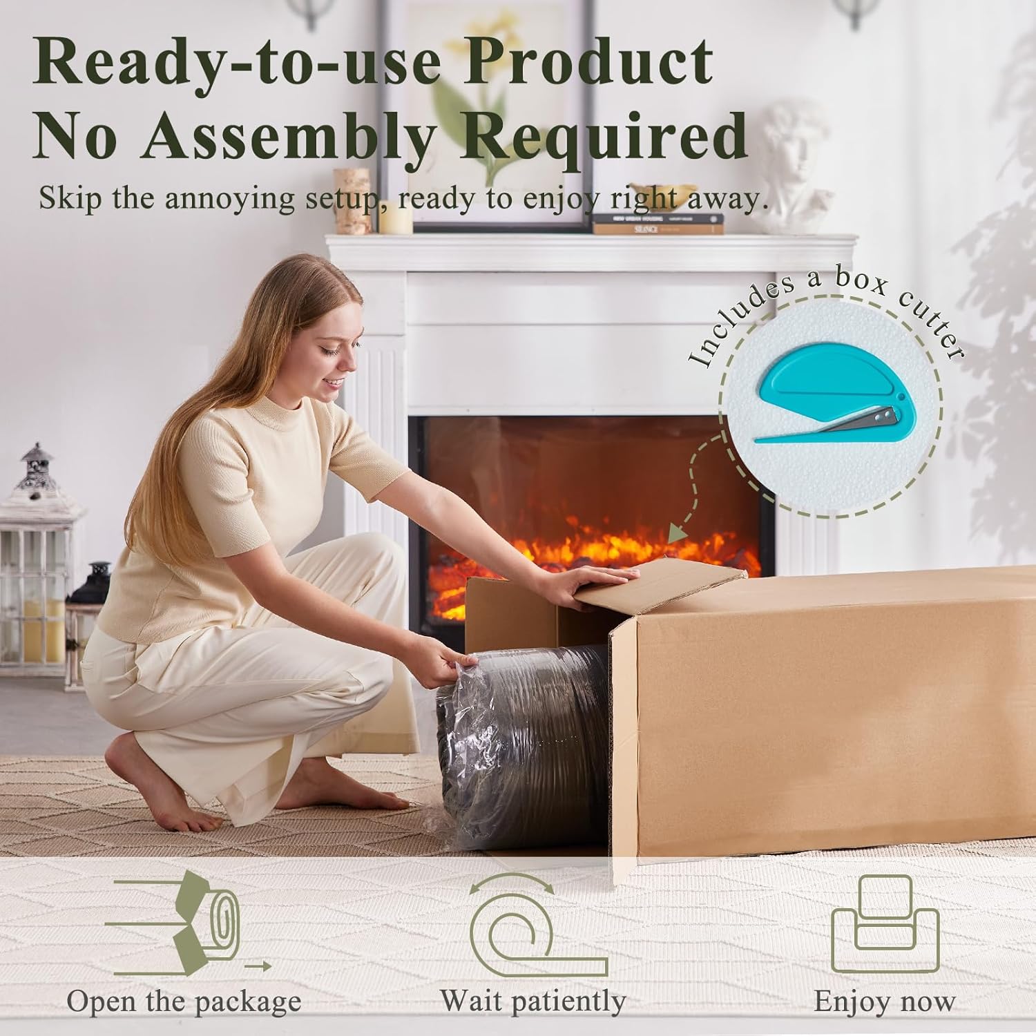 Bean Bag Chair, Fireside Chair Big Bean Bag Sofa for Adults/Teens, Memory Foam Bean Bag Gaming Chairs with Comfy Design & Premium Fabric, Lazy Floor Sofa for Living Room, Bedroom, Beige - Image 7