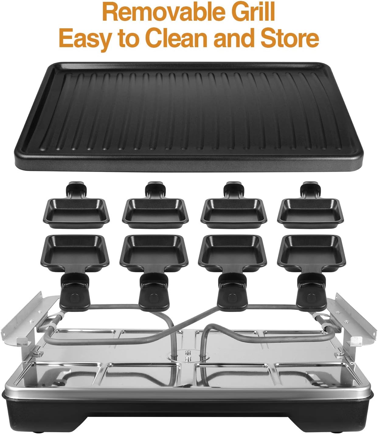 AONI Raclette Grill Smokeless Party Grill Grill elettrico BBQ Grill con superficie antiaderente alla griglia, 1200W di controllo della temperatura, lavabile in lavastoviglie, Serve tutta la famiglia AONI Raclette Grill Smokeless Party Grill Grill elettrico BBQ Grill con superficie antiaderente alla griglia, 1200W di controllo della temperatura, lavabile in lavastoviglie, Serve tutta la famiglia