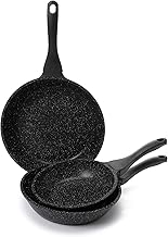 Easy Cook Frying Pans Set – 3 Pieces (20/24/28 CM) Black, 3 Count