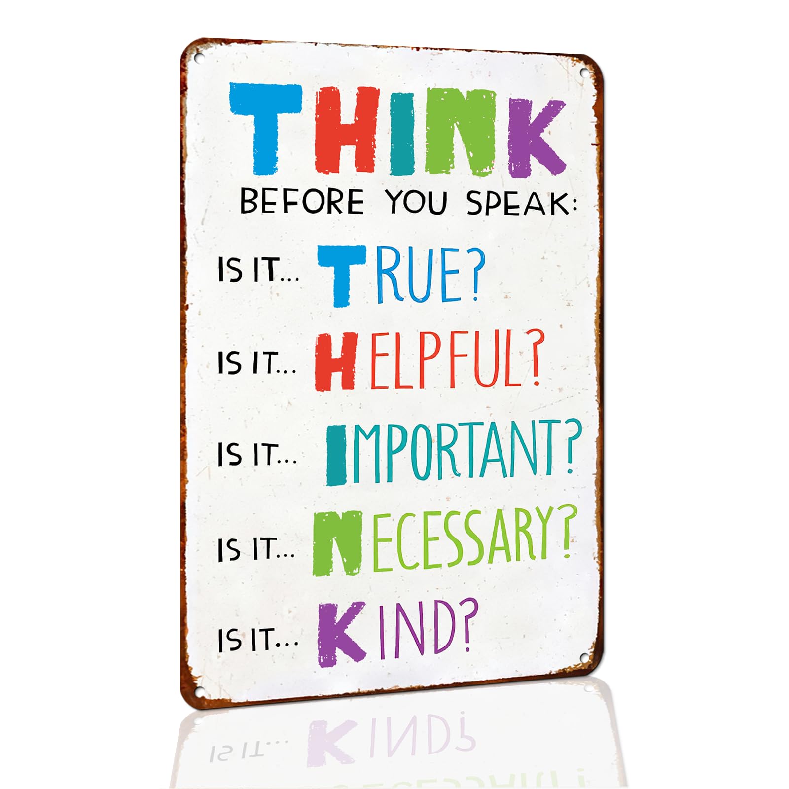 VOTHI Think Before You Speak Metal Sign,8x12 Inch,Motivational Wall Art