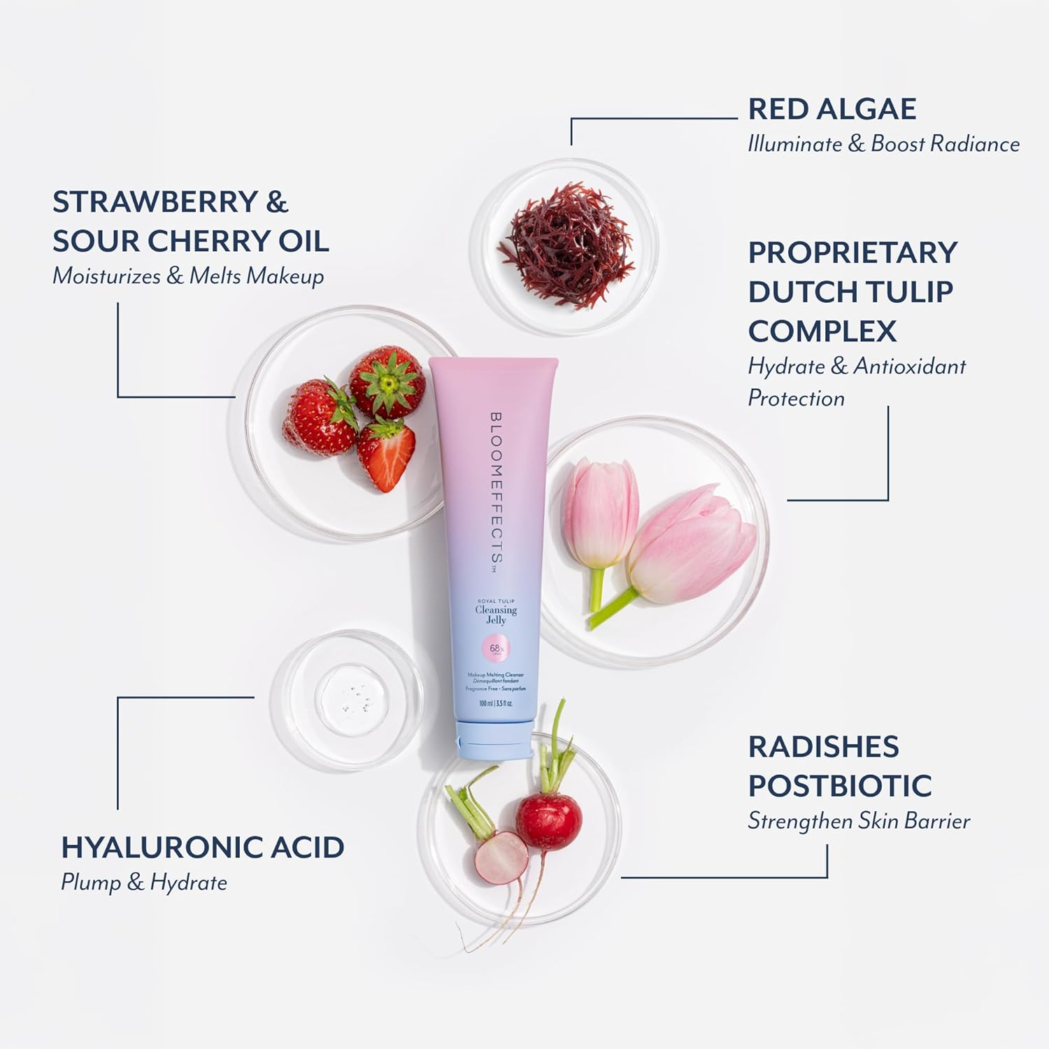 Bloomeffects - Royal Tulip Cleansing Jelly | Makeup Melting Cleanser | Cruelty-Free, Non-Toxic Clean Beauty (100 ml | 3.5 fl oz)