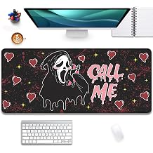 Call Me Mouse Pad Ghostface Desk Pat,Mouse Mat Large Desk Mat for Desktop,Stitched Edges Non-Slip Waterproof Rubber Base Mous Mat for Office Computer Keyboard Laptop and Home27.5X11.8 in