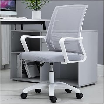 Chair Office Chair Ergonomic Desk Chair Height Adjustable Rolling Swivel Task Chair with Armrests and Lumbar Support,Breathable Mesh Design High Back Computer Chair/Gray/Size to pursue happiness