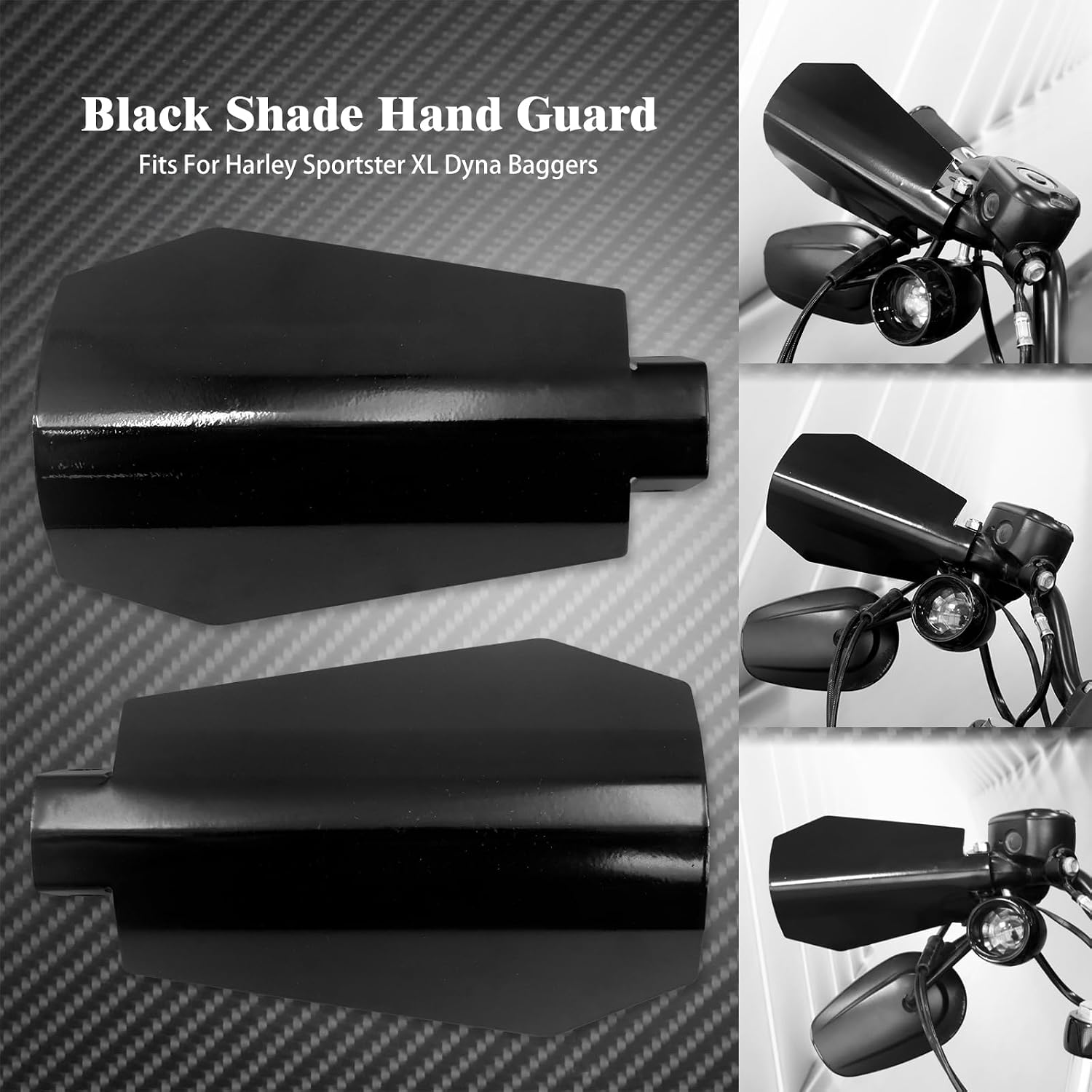 Motorcycle Handguards Coffin Cut Hand Guards Fit for Harley Sportster XL 883 1200 Touring Street Glide Road King Electra Glide Bagger (Bright Black-Large)