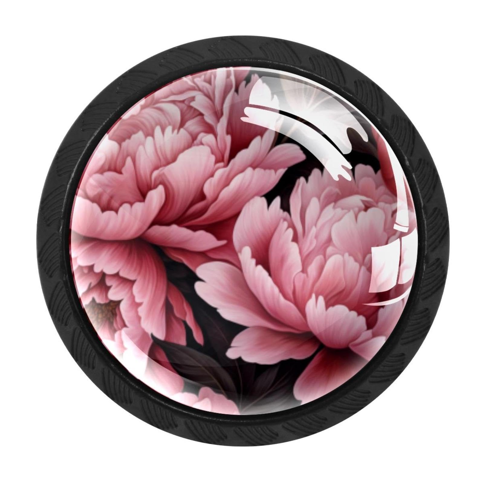 CHENZZZZ 4 Pack Black Peony Kitchen Handles, Cabinet Pulls Hardware for Cupboard Drawer Knobs Dresser Pulls
