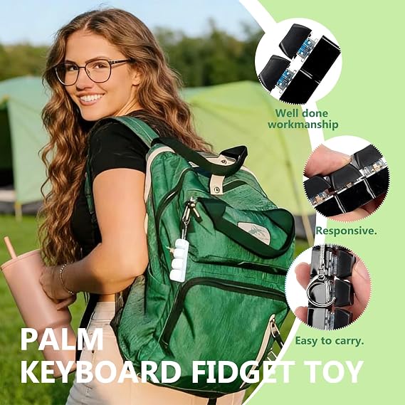 2 Pcs 4-Button Keyboard Fidget Toys With Keychains, Black And White