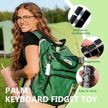 2 Pcs 4-Button Keyboard Fidget Toys With Keychains, Black And White