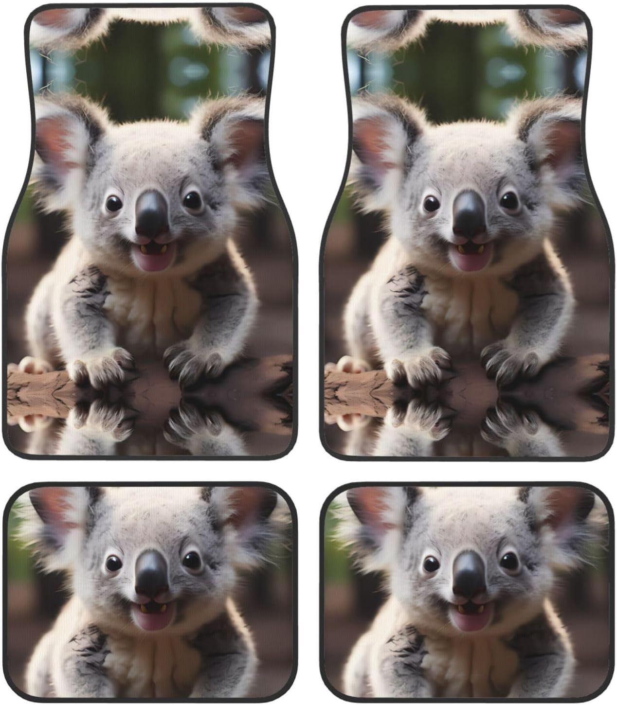Cute Koala Patterned car mats 4-piece set | For cars/SUVs/trucks | Firm fit without displacement