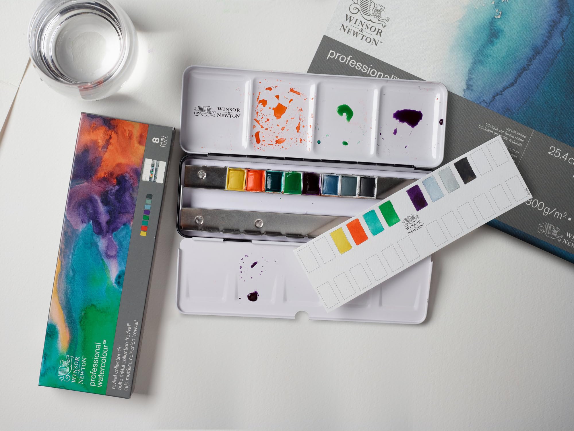 Winsor & Newton 0190824 Professional Watercolour Revival Collection Set - 8 Aquarellfarben in 1/2 Näpfen
