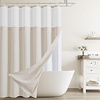 Vista 127 de Naturoom cortina de ducha de 36 pulgadas - cortina de ducha estrecha para espacio pequeño, de medio tamaño, de lino verde ultra gruesa, juego