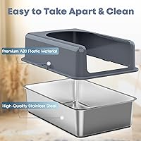 Vista 6 de Freefa 【Upgraded】 Stainless Steel Litter Box, Extra Large XL Cat Litter Box, High Side Litter Box Enclosure, Covered Litter Box with Lid for Kitty