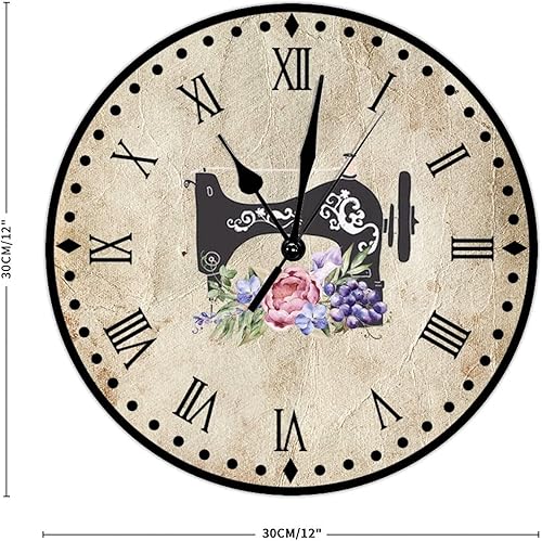 Vista 57 de Relojes de pared de madera para máquina de coser de flores, relojes sin marco, 10 pulgadas, brillante, silencioso, sin tictac, funciona