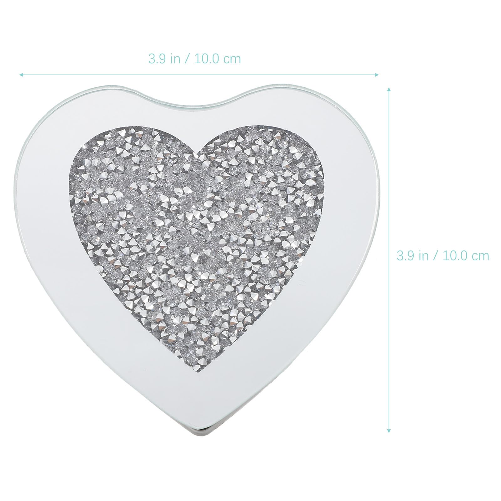 Posavasos de Cristal en Forma de Corazón 6 Piezas de Vidrio | Acabado Plata, Resistente a Rayaduras y Grueso, para Hotel y Bar, Estilo Decorativo