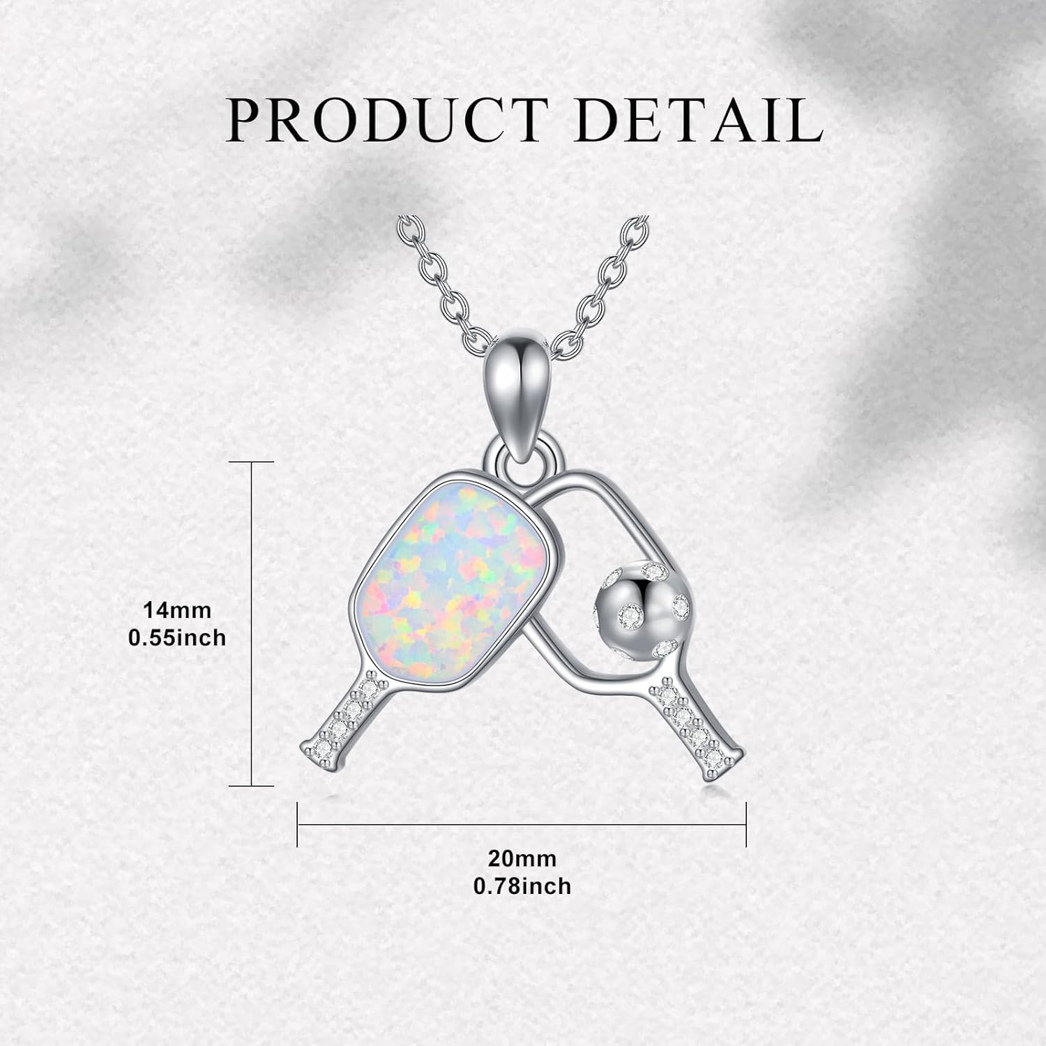 MONGAS Pickleball Gifts for Women Sterling Silver Opal Pickle Ball Necklace Sports Pickleball Jewelry Gifts for Women - Image 2