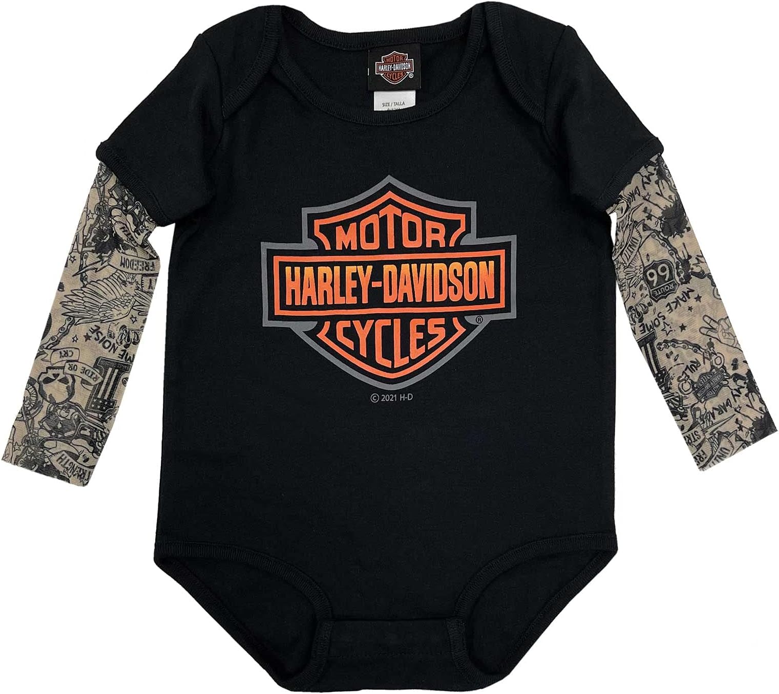 Baby Boys' Bar & Shield Mesh Tattoo Long Sleeve Creeper - Black