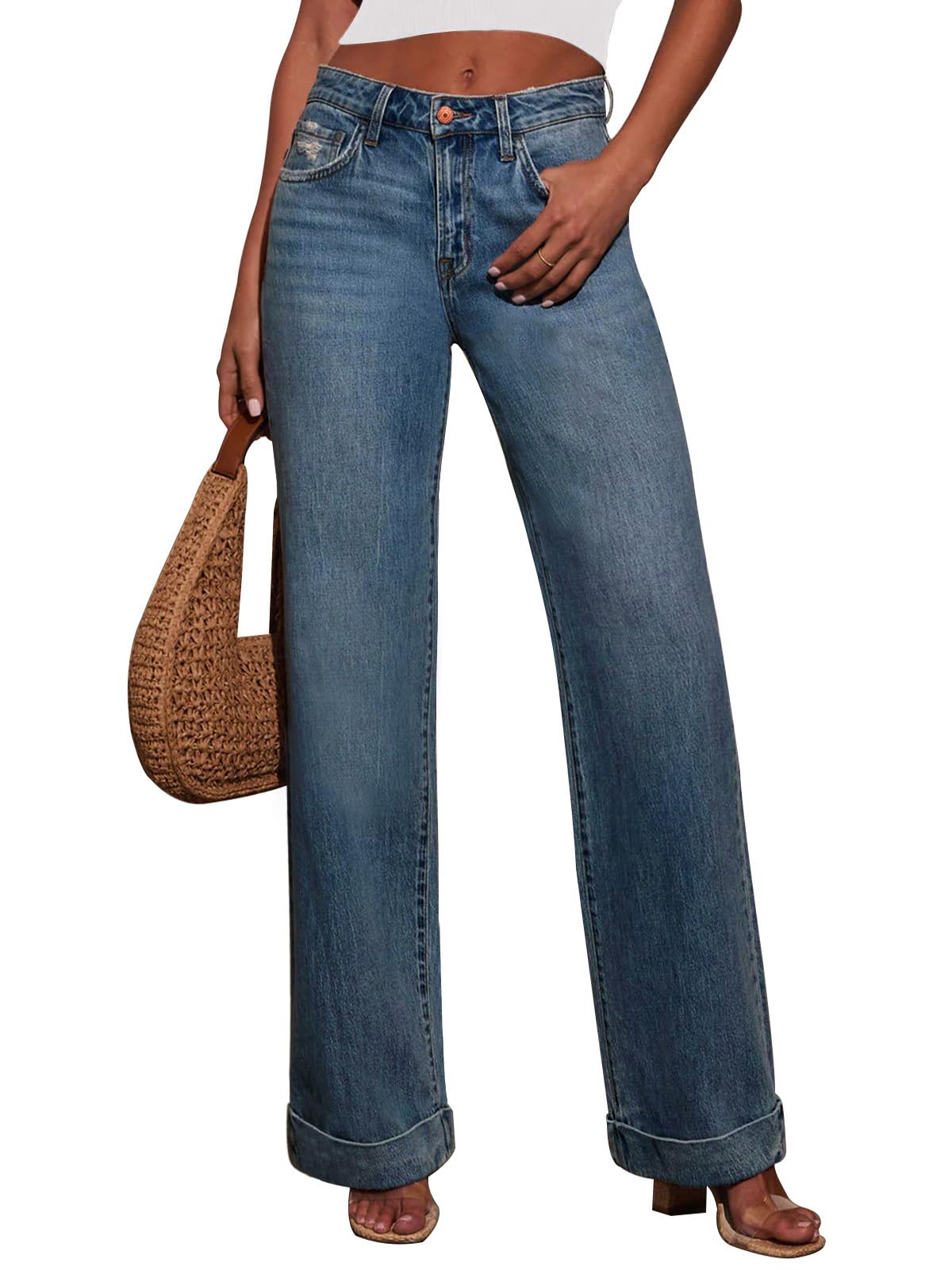 Jeans for Women Wide Leg Baggy High Waist Boyfriends Straight Leg Stretchy Denim Pants Trendy Fall 2026