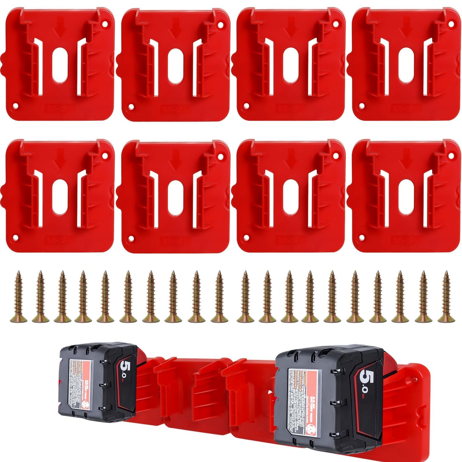 Lot De 6 Supports Batterie Milwaukee M18 – Compatible 48-11-1815, 48-11-1850, Etc., Avec 12 Vis De Fixation