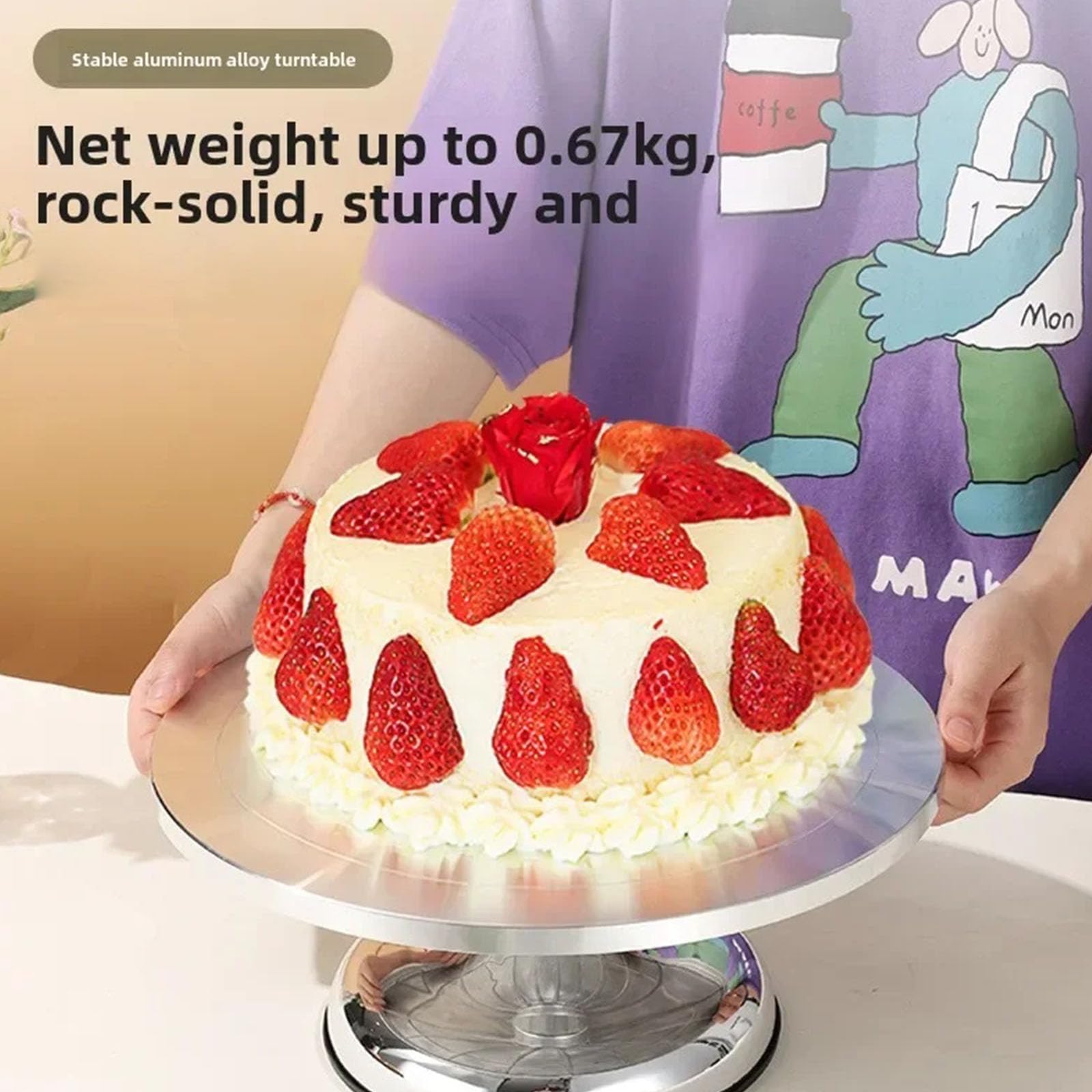 PANGBOER Drehbarer Drehteller aus Aluminiumlegierung, Kuchendekorationsständer, Cupcake-Dekoration, Backzubehör, Backwerkzeug und Zubehör