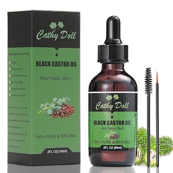 Cathy Doll Jamaican Black Castor Oil Organic Cold Pressed Castor Oil For Hair 100% Pure Natural Castor Oil For Eyelashes Eyebrows 2 oz
