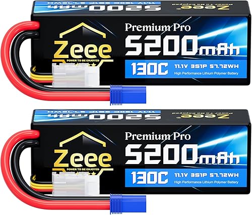 Zeee Premium Pro 3S Lipo Battery 5200mAh 11.1V 130C RC Lipo Estuche rígido con conector EC5 para modelos RC Car Truck Boat Helicopter Airplane