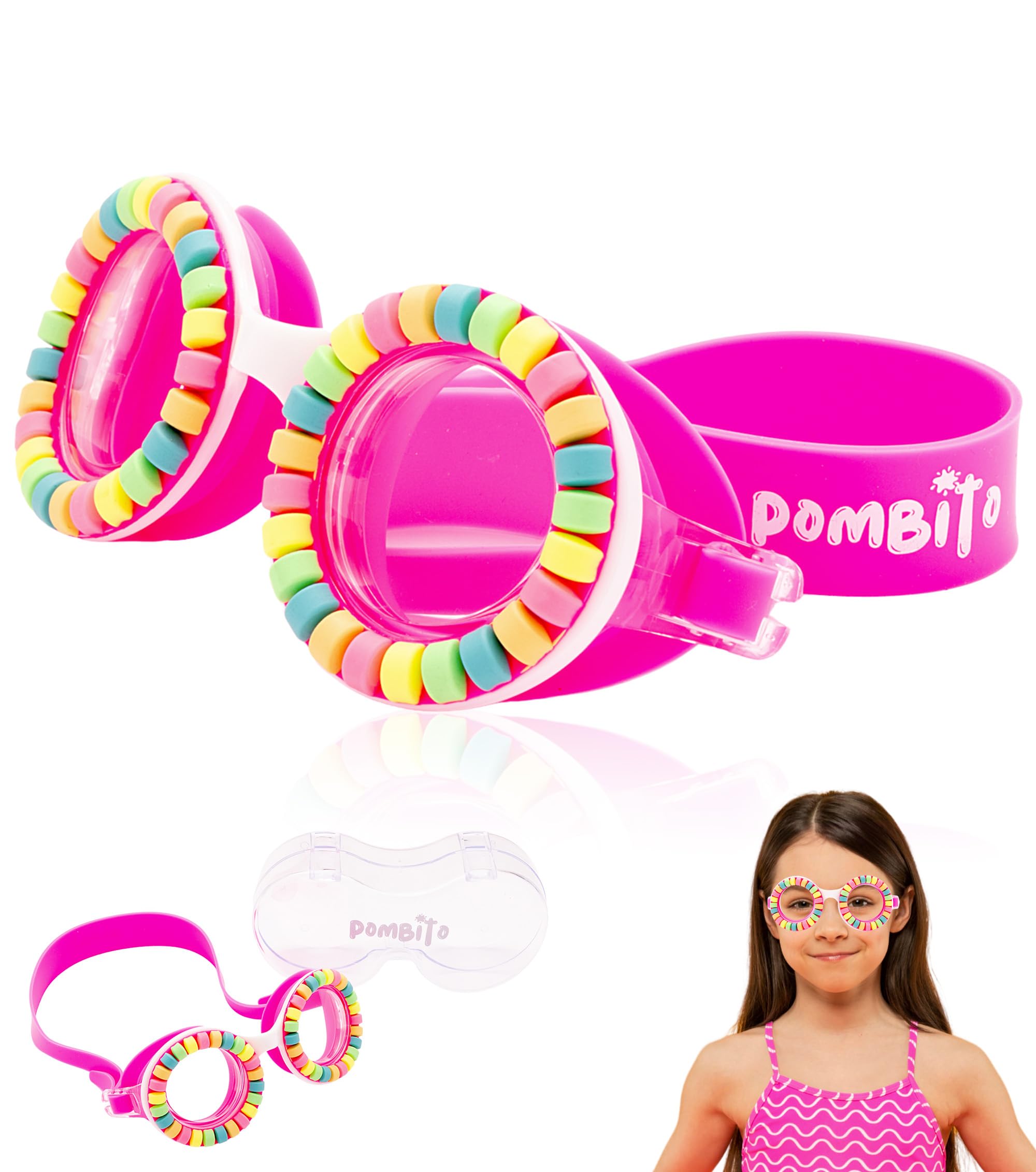 Gafas natación niño niña, Gafas piscina niño niña, Gafas buceo niño niña, Diseño Divertido, Protección UV, Antivaho, 100% Silicona, Sin Látex, con funda para gafas, Regalo para niño niña
