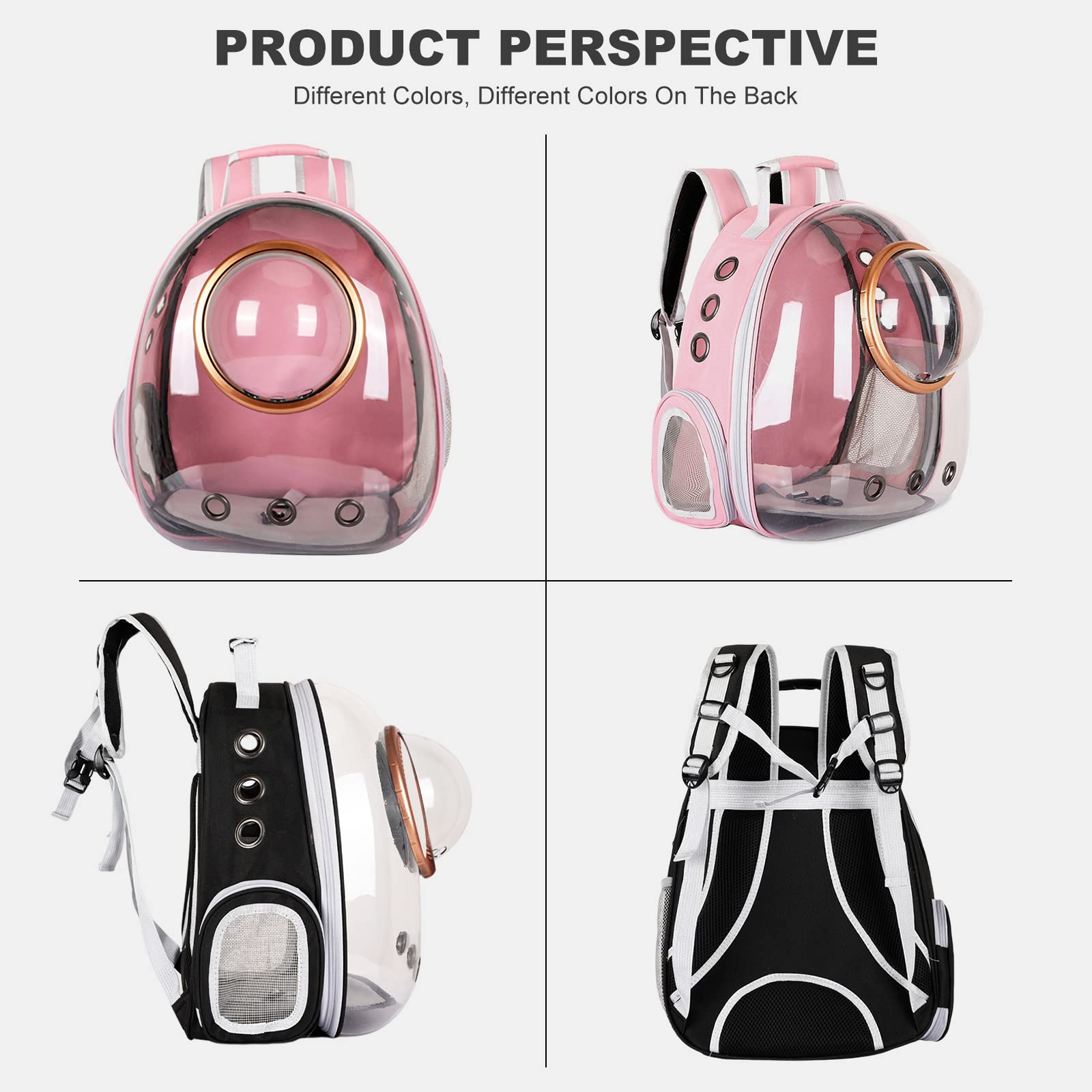 PETCUTE Haustier Rucksack Raumkapsel,Atmungsaktive Wärme Proof,Katzen Rucksack Träger mit Sicherheitsleine,wasserdichte,Katzenrucksack für Kleine Mittelgroße Hunde Katzen Welpen,für Reisen,Rosa