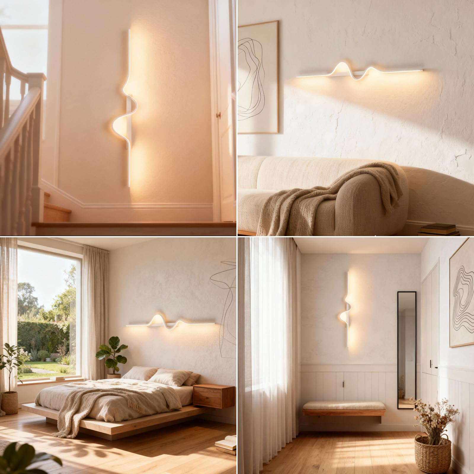 LED Wandlampe innen 13W 2000LM Wandleuchte Dimmbare 80CM Longue | Wandbeleuchtung mit Fernbedienung,10%-100%,3000K-6000K, für Schlafzimmer Korridor Wohnzimmer Treppe Kinderzimmer Büro Küche