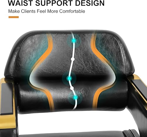 Vista 11 de Artist hand Silla de peluquería, silla hidráulica de peluquería, silla de peluquería giratoria de 360 grados, equipo de salón de belleza para Negro