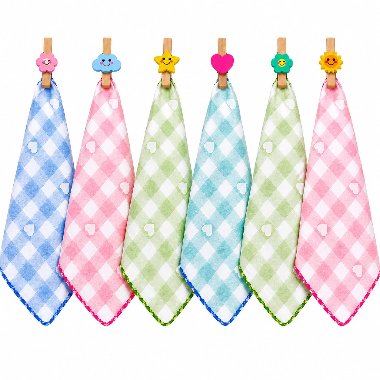 Women Heart Printed Handkerchief - Cotton Hanky, Face Towel (Light Color) (Size 25x25 cm)-image-26