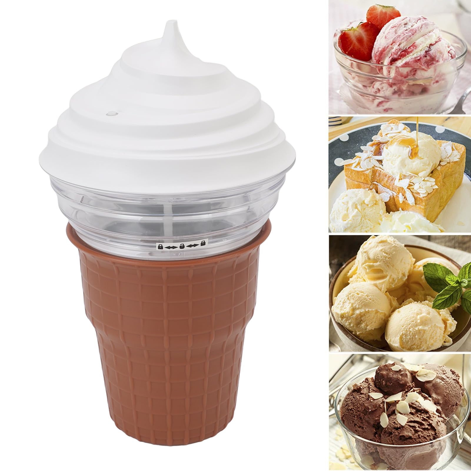Asixxsix Macchina per Gelato Fai-da-te, frappè Elettrici per Sorbetto di Gelato Fatto in Casa, Yogurt Gelato, con Presa USB 5V e Libretto di Ricette, per Principianti