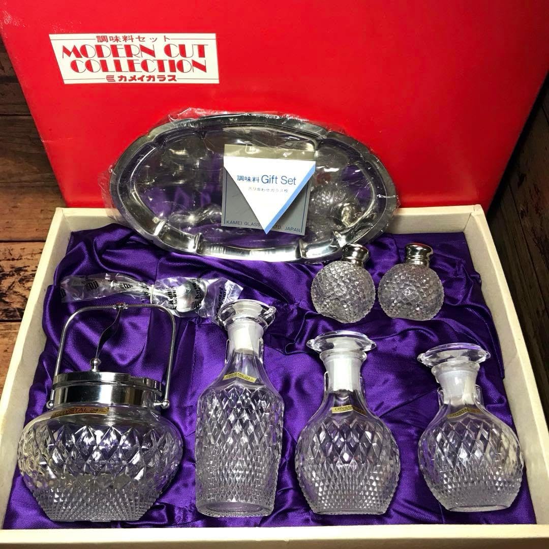 亀井ガラス クリスタル 卓上 調味料セット 醤油差し シュガーポット