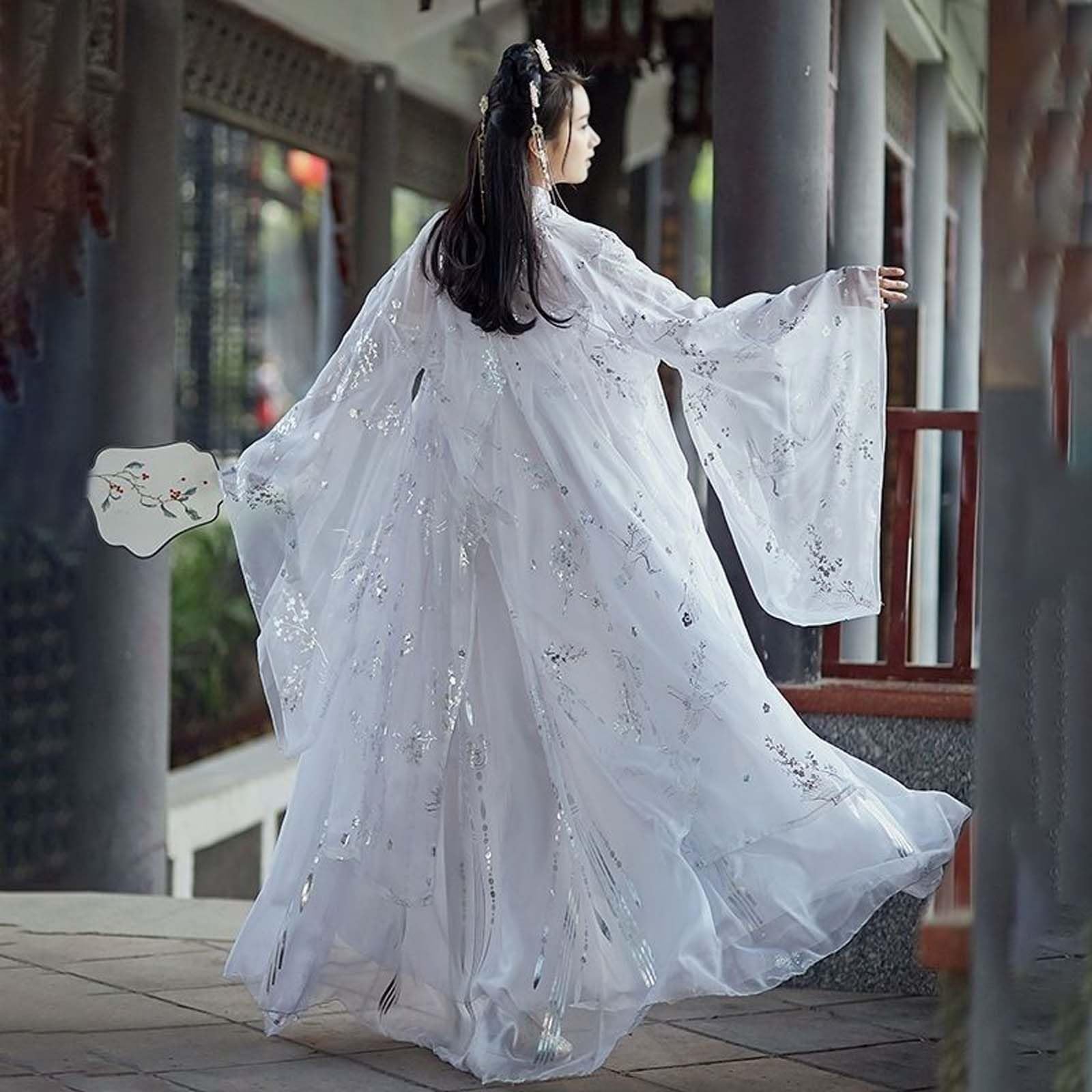 Antyczne sukienki Hanfu (S-3XL), damski kostium Tang (rozmiar plus), cosplay/na co dzień, top + spódnica + bluzka z rękawami