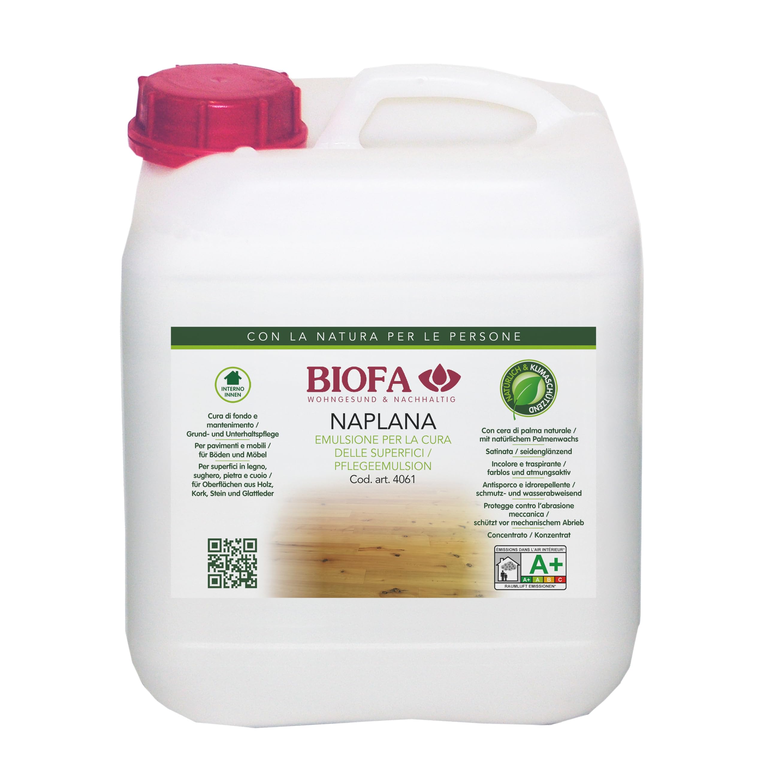 BIOFA 4061 / 2085 Naplana cura e cera naturale per pavimenti in legno 5 lt