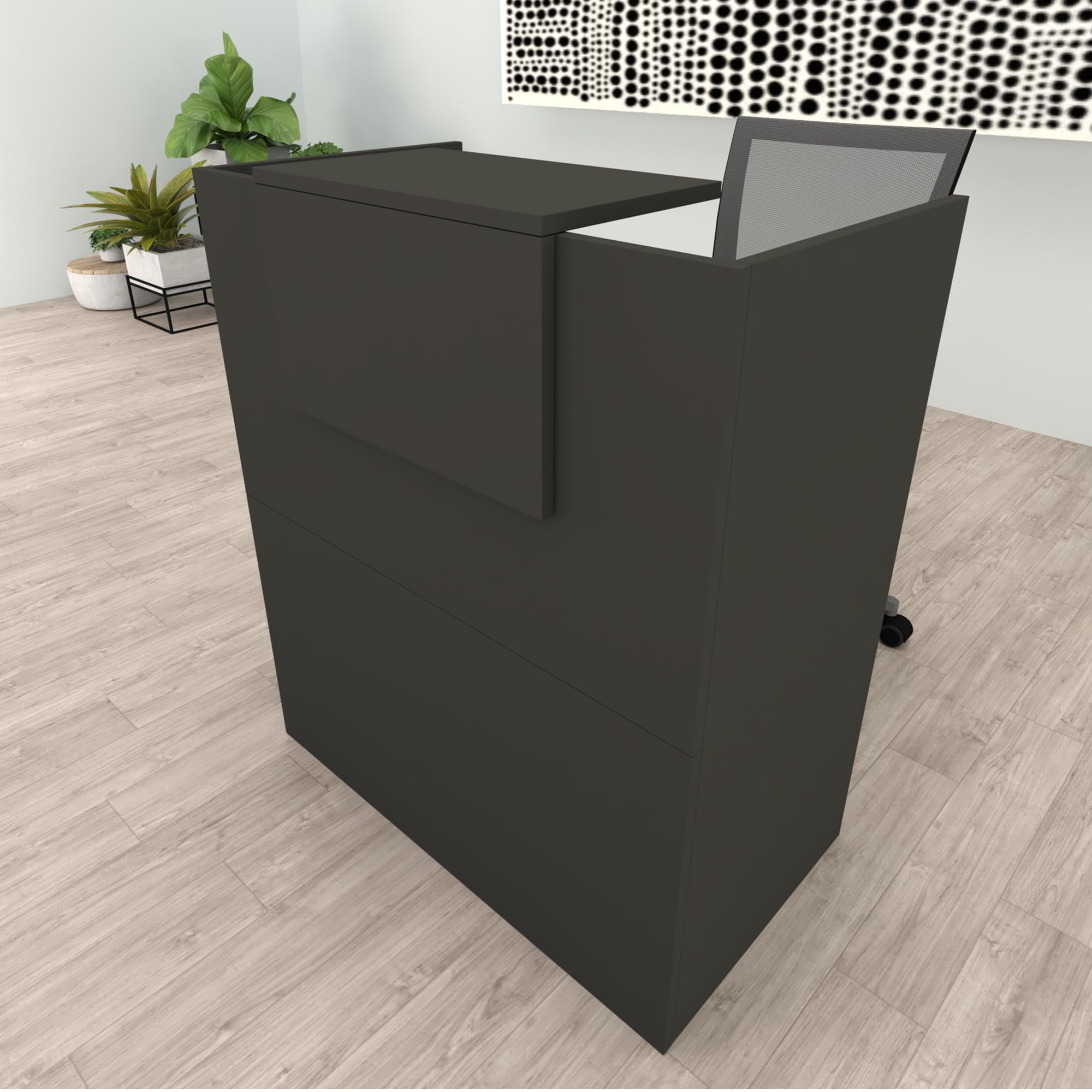 Henor Bancone Reception Oja. 100 x 50 x 107 cm. Legno Con tavolo interno. Ideale per ufficio, reception, attenzione, commercio. Grafite Opaco