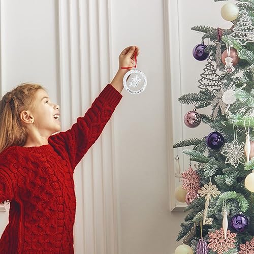 Miniatura 4 de Klikel Adorno de Navidad 2022  Adorno de Navidad plateado brillante 2022 corona con muérdago  Adorno de Navidad 2022  Adorno para árbol de Navidad