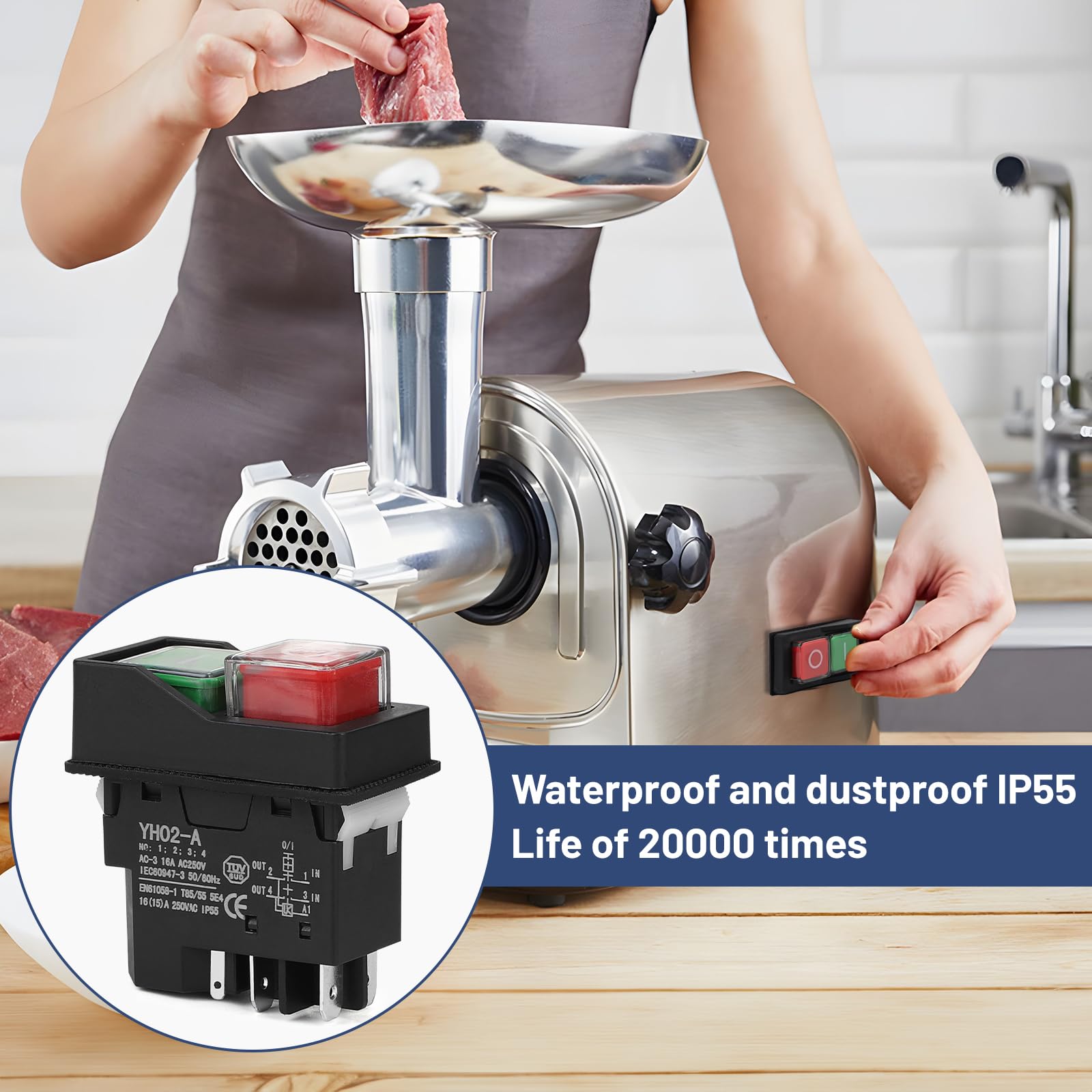 Elektromagnetischer Schalter 250V 16A 4-PIN - Motorschutz Für Betonmischer & Werkstattmaschinen