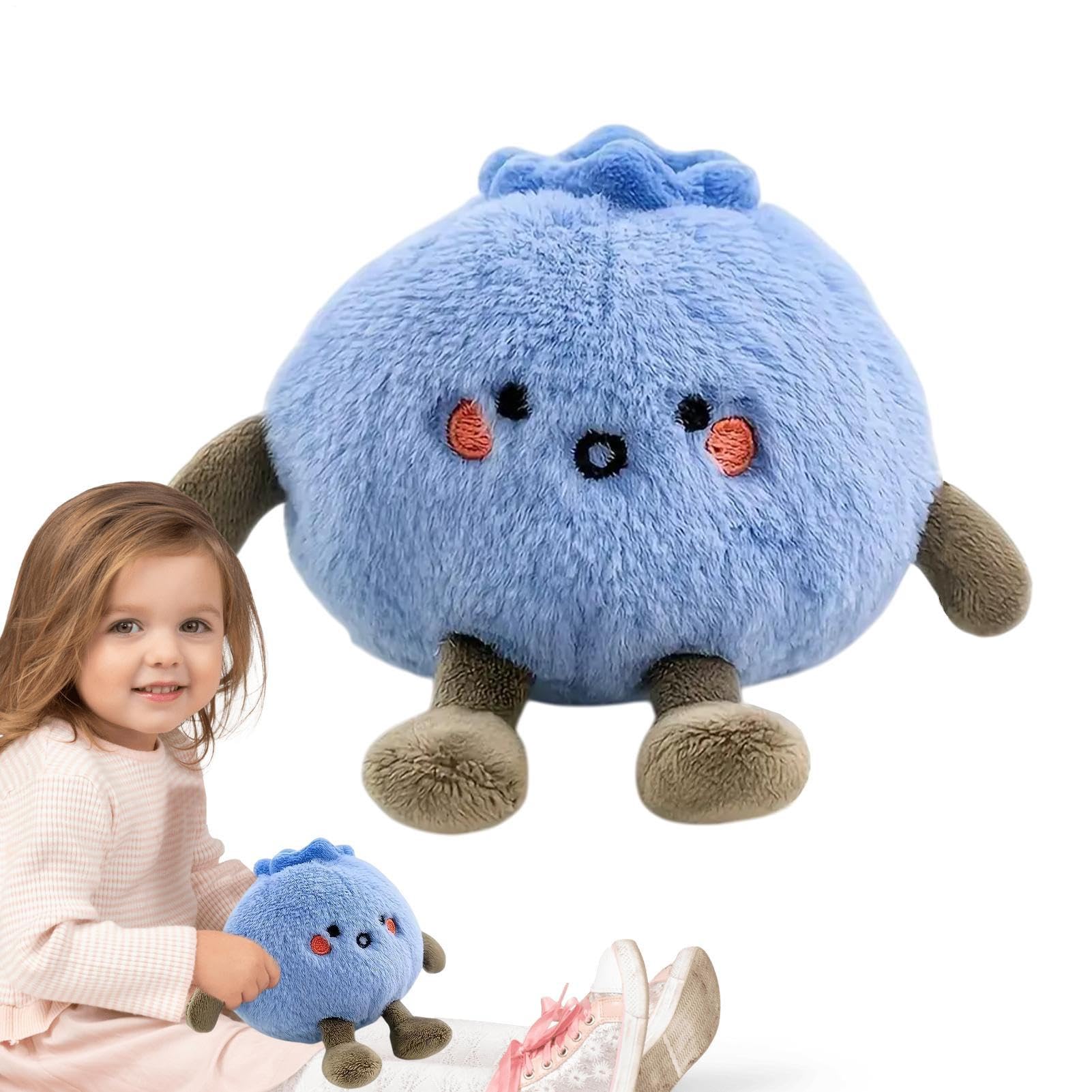 Blueberry Stuffed Toy - Cuddly Stuffed Doll, Cute Accompanying Plush Toy | Blueberry Dukes Plush Toy Comes with A Cheerful Red Face Design Stuffed Fruit Character for Home Decoration
