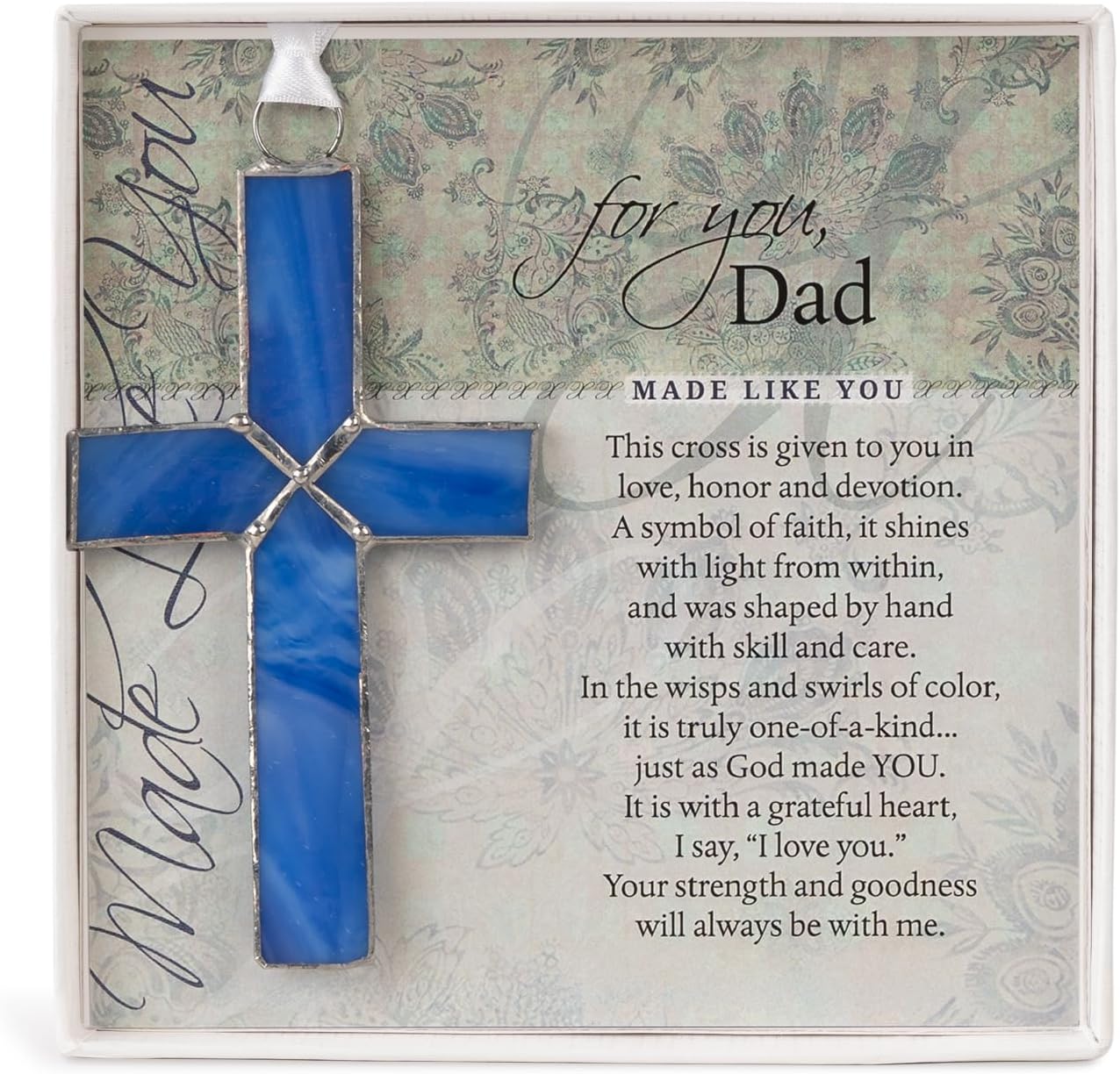 Sentimental Gift For Dad From Daughter Or Son For Father's Day/Christmas/Birthday- Handmade Stained Glass Cross with Poem- Gift for Dad Who Has Everything