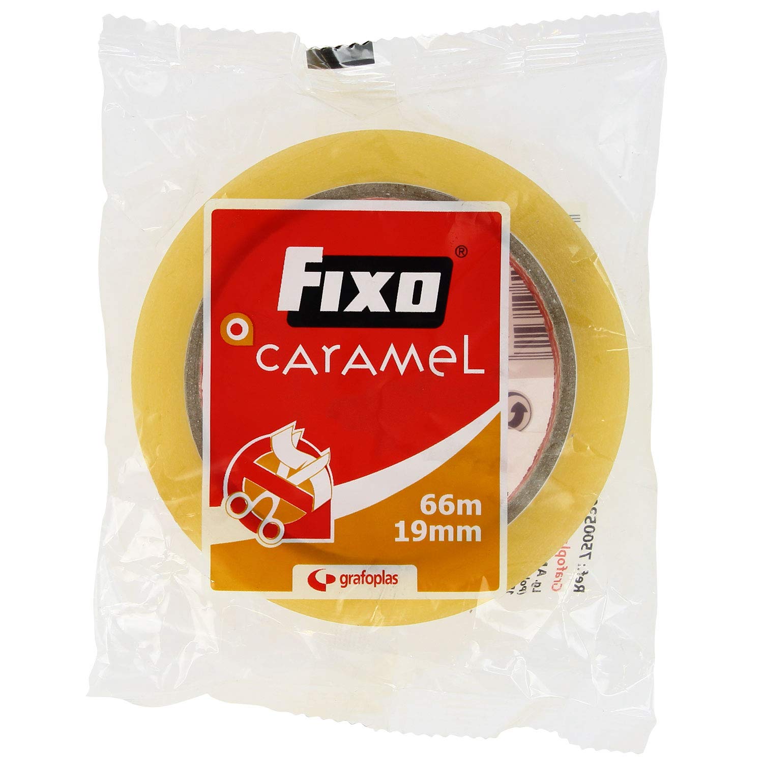 FIXO Caramel 75005300. Transparent Adhesive Tape, 66 x 19 mm, High Strength, Easy to Cut