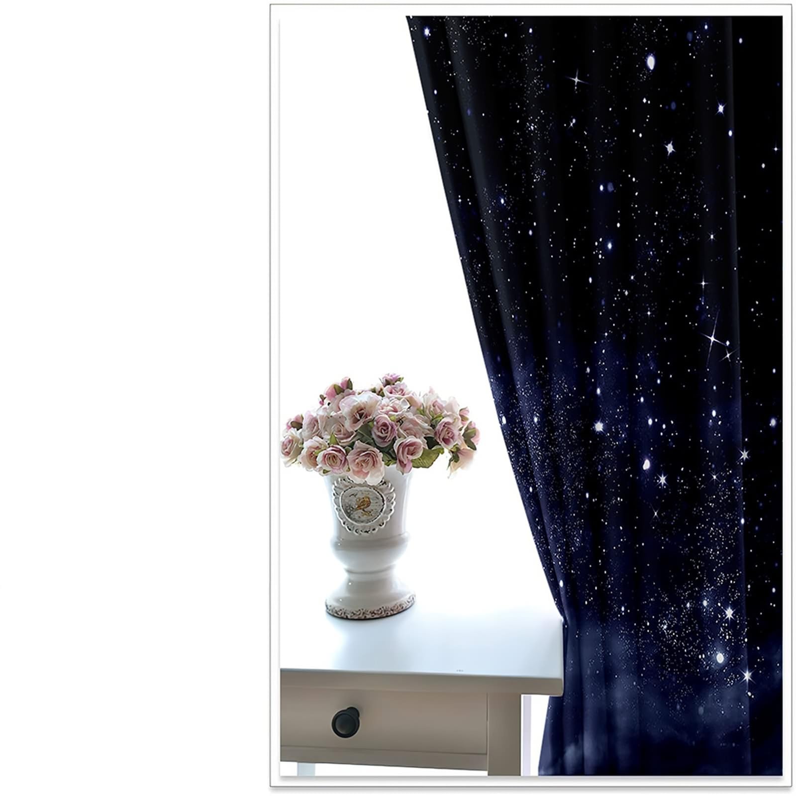 Cortinas de salón opacas para interiores, 2 unidades, cortina elegante para ventana con ollaos, paisaje de nubes y cielo estrellado, cortinas para dormitorio, 234 x 274 cm (ancho x alto), azul