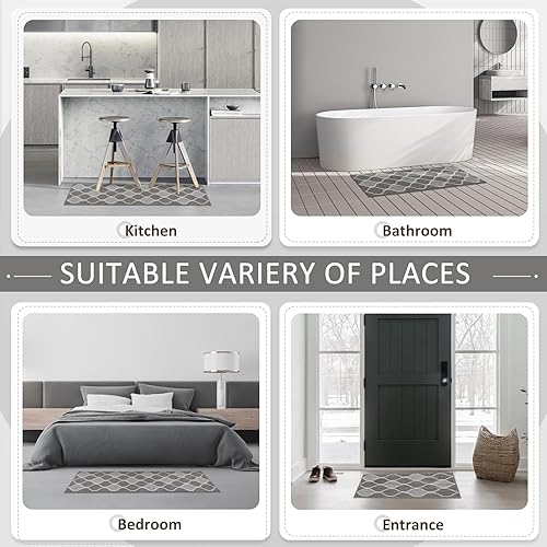 Miniatura 6 de Villsure Alfombras y tapetes de cocina, antideslizante, absorbente, resistente a la suciedad, tapete cómodo de pie, hecho de 100% polipropileno,