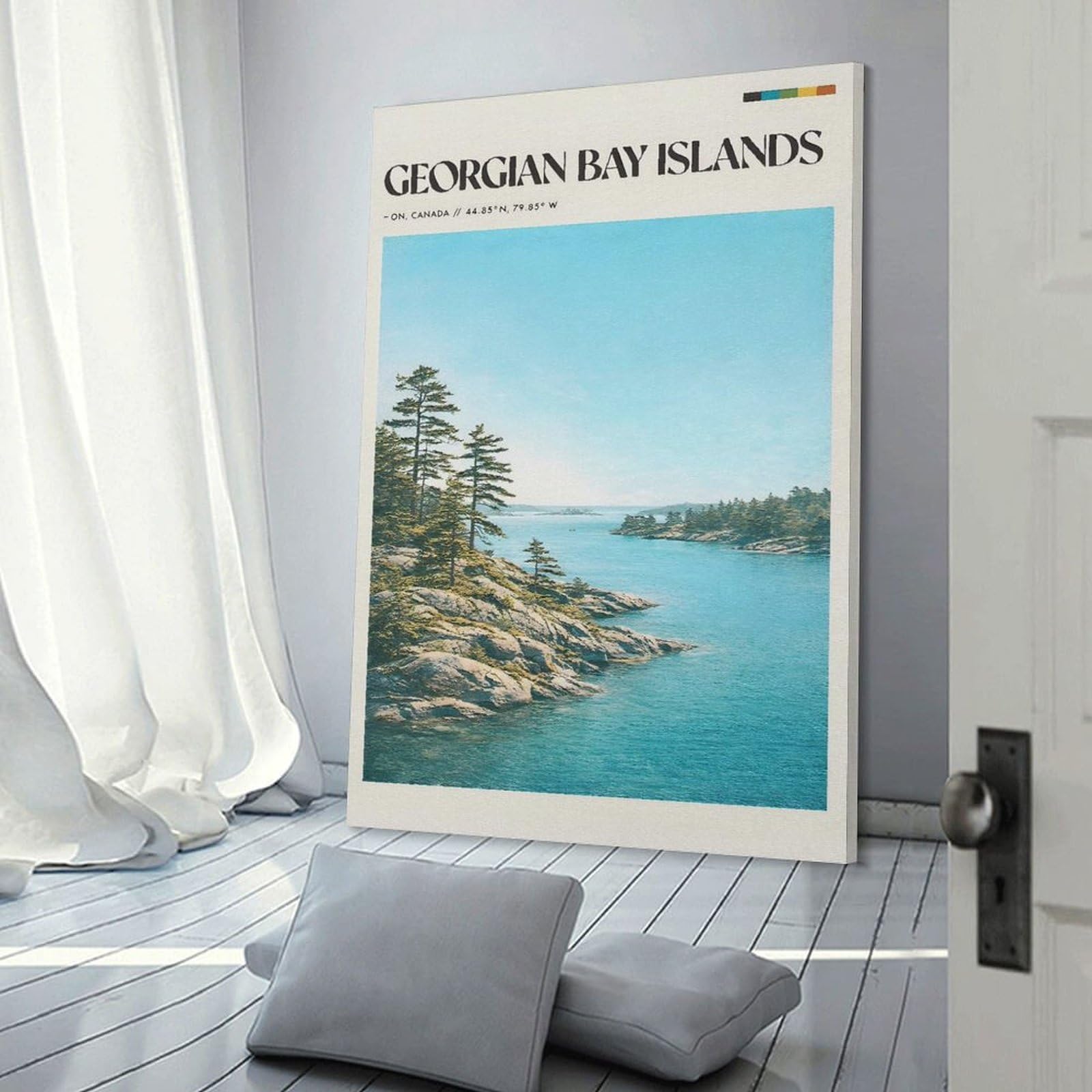 Junmoney Georgian Bay Islands Decorative Wall Artwork 20x30inch(50x75cm), for Home Lounge, Bedroom Or Reading Nook, Easy Decor for Gallery Walls