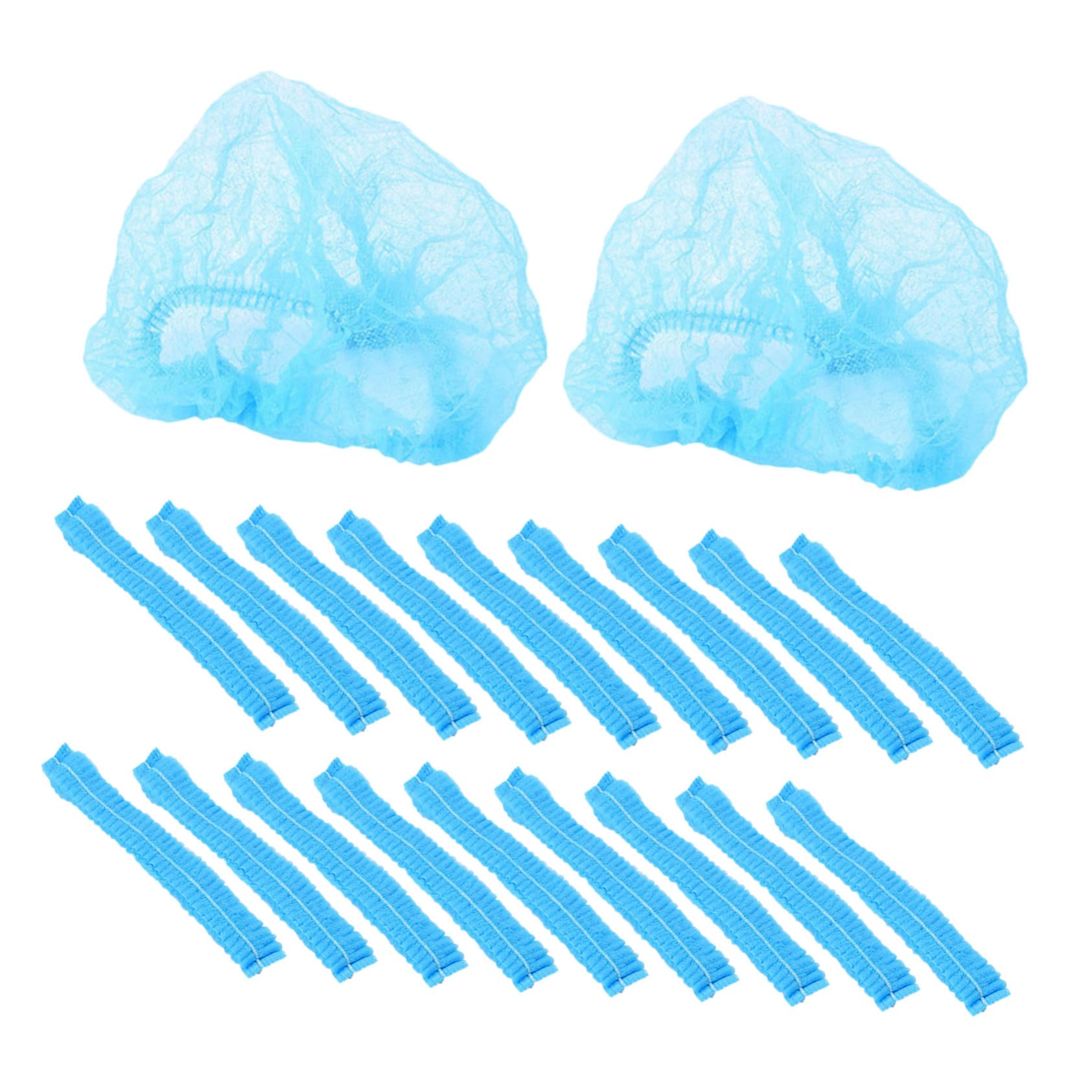 Veemoon 20 pezzi Cuffie Non Tessute Blu per e Pulizia Estensibile Traspiranti e Comode per Laboratori e Servizio Alimentare