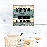 Vista 2 de SILYHEART Mercy Peace and Love Be Yours in Abundance - Placa de madera enmarcada con palabras retro, letras y letras, decoración de pared, casa